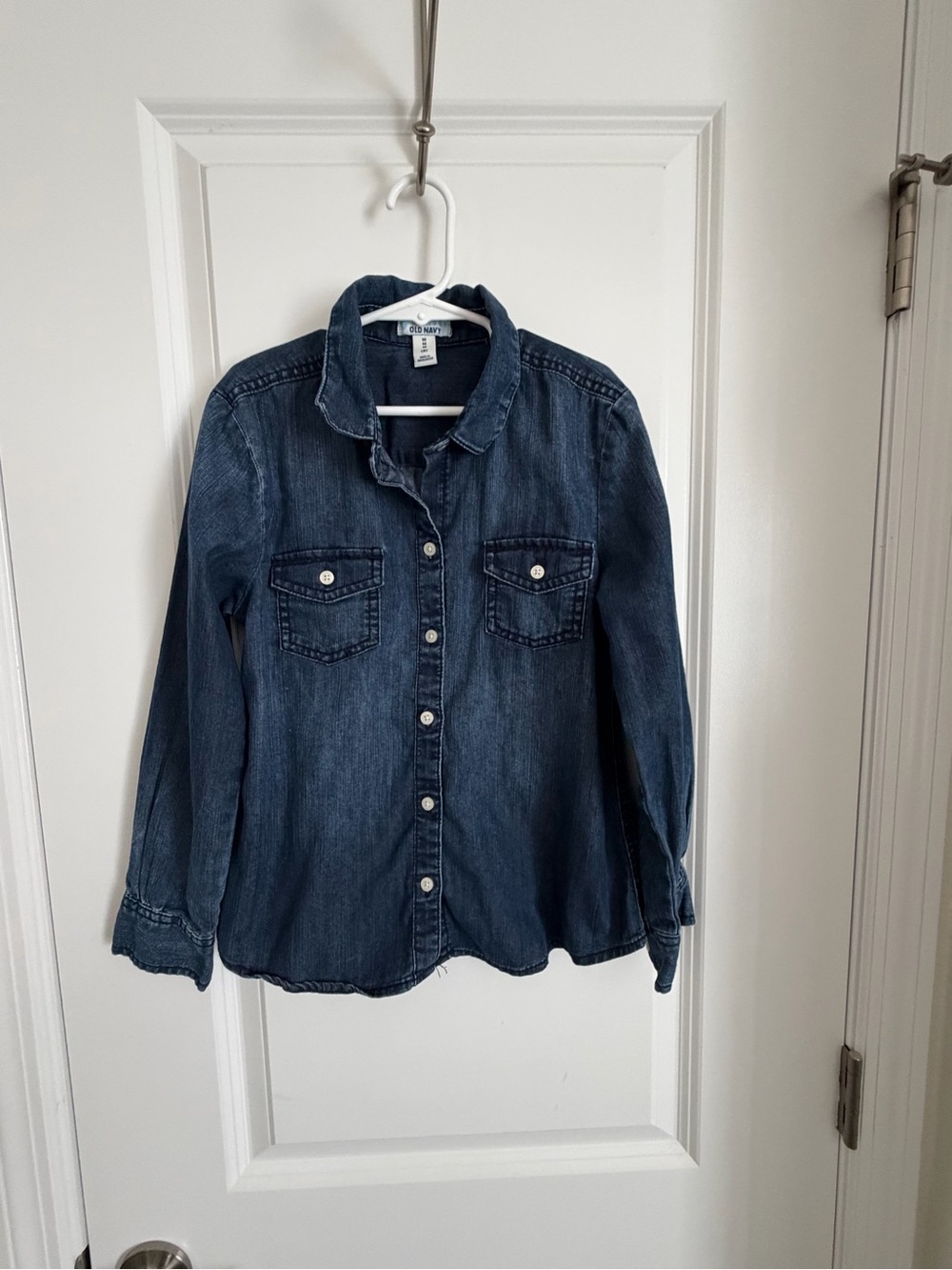 Old Navy Dark Blue Denim Button-Down Shirt for Kids
